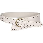 JASGOOD Women's Wide Waist Belt for Dresses Fashionable Rivet-Studded Thick Leather Belt with Gold Pin Buckle