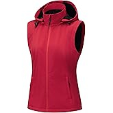 GGleaf Women's Hooded Softshell Vest Fleece Lined Windproof Zip Up Sleeveless Jacket Lightweight Coat for Running