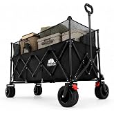 Foldable Wagon Cart 420 lb Capacity &amp; 400L Collapsible Sports Wagon | 50" Extended, Expandable Mesh Sidewalls, All-Terrain Wheels &amp; Quick Fold for Camping, Garden, Beach &amp; Sports