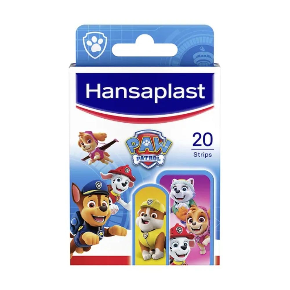 Hansaplast Kids Paw Patrol Kinderpflaster (20 Strips), Wundpflaster mit bunten Paw Patrol Motiven zum Aufmuntern, schmerzlos zu entfernendes Pflaster Set