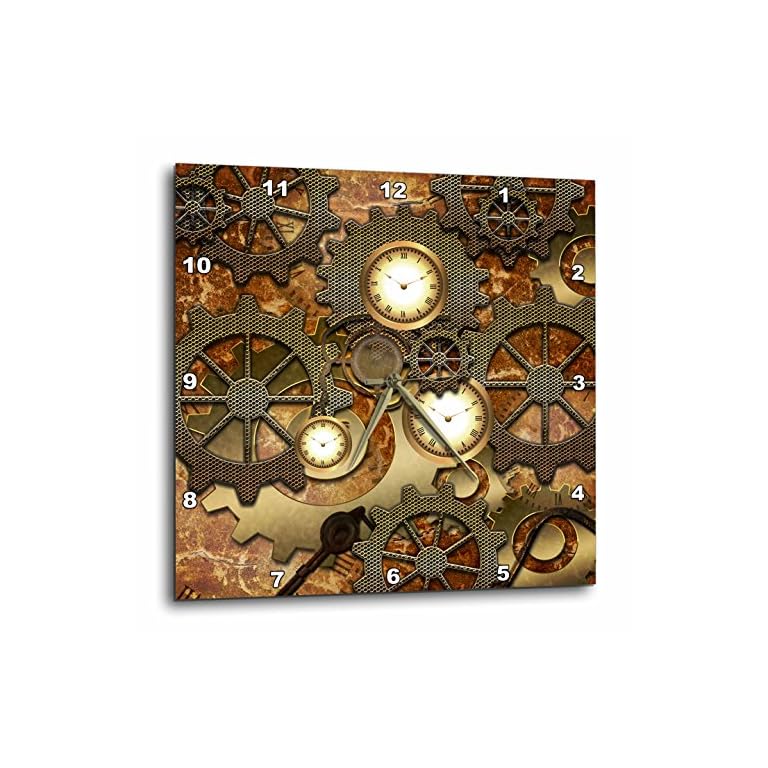 Design Toscano Synchronized Sprockets and Gears Wall Clock, Silver » Steampunk 