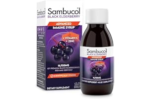 Sambucol Advanced Black Elderberry Syrup - Elderberry with Zinc and Vitamin C for Adults, Sambucus Elderberry Syrup, Elderberry Liquid - 4 Fl Oz