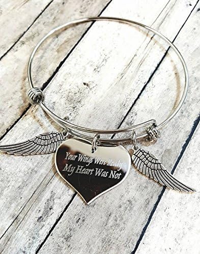 Your Wings Were Ready My Heart Was Not Charm Bracelet Memorial Gift Loss of Loved One, mom, mother, dad, father, son, grief mourning remembrance jewelryy