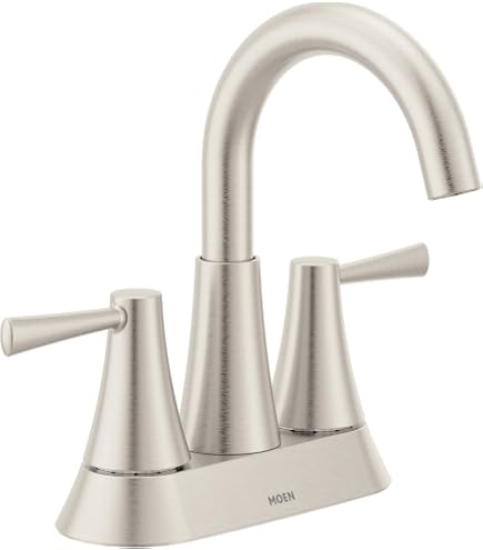 Moen Brandtford TV6620BN Rubinetto Lavabo Bagno Nero A Due Maniglie – Ad Arco Alto, Per 3 Fori Con Valvola Inclusa