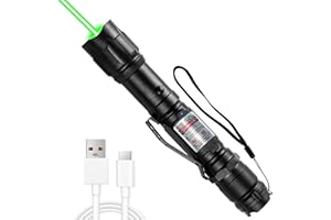 FUERKEEM Rechargeable Green High Power Laser Pointer, Long Range Laser Pointer High Power with Star Cap for Astronomy Outdoors Construction