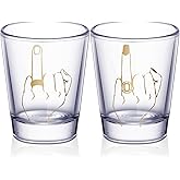 Mimorou Bride and Groom Glasses 2 Pieces Ring Finger Wedding Funny Bride Wine Glass 2 oz Mr and Mrs Engagement Gifts Stemless for Newlyweds Couples(Classic,1.93 Inch)