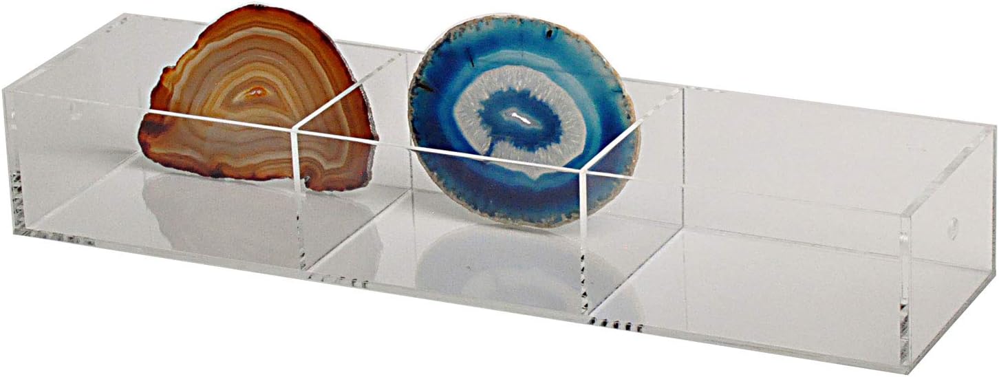 Clear Acrylic Bin Trays | Three Compartment Countertop Bins | Retail Bin Fixtures | Bead Tray Organizers