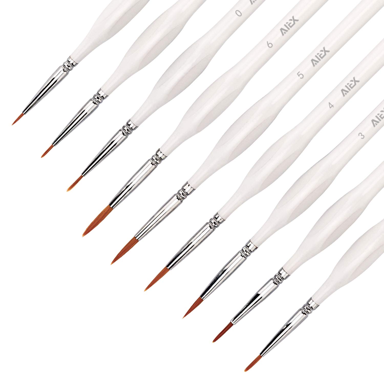 AIEX 9 Piece Miniature Watercolour Paint Kit – Paint Brush, Miniature Painting, Paint Brush Set for Painting, Watercolor, Oil, Face, Nails, Model Painting, Line Drawing – White