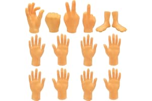 JUUXNCGV 14 Pack Tiny Finger Hands,Little Rubber Finger Hand,Flat Hand Style Mini Realistic Hand for Puppet Show,Party Favors,Games,Gag Performance,Kids