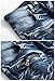Men's Stylish Camo Printed Straight Fit Stitching Moto Biker Blue Jeans