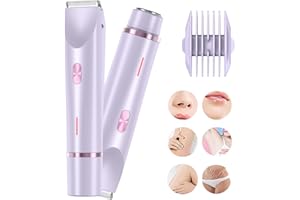 PCZIKJ Silky Glow Razor, Glow Aura Womens Shaver, 2 in 1 Electric Dual Headed Body Shaver, Lady Bikini Shaver IPX7 Waterproof Wet and Dry Hair Trimmer for Facial Face Lip Chin Underarm Legs(Purple)