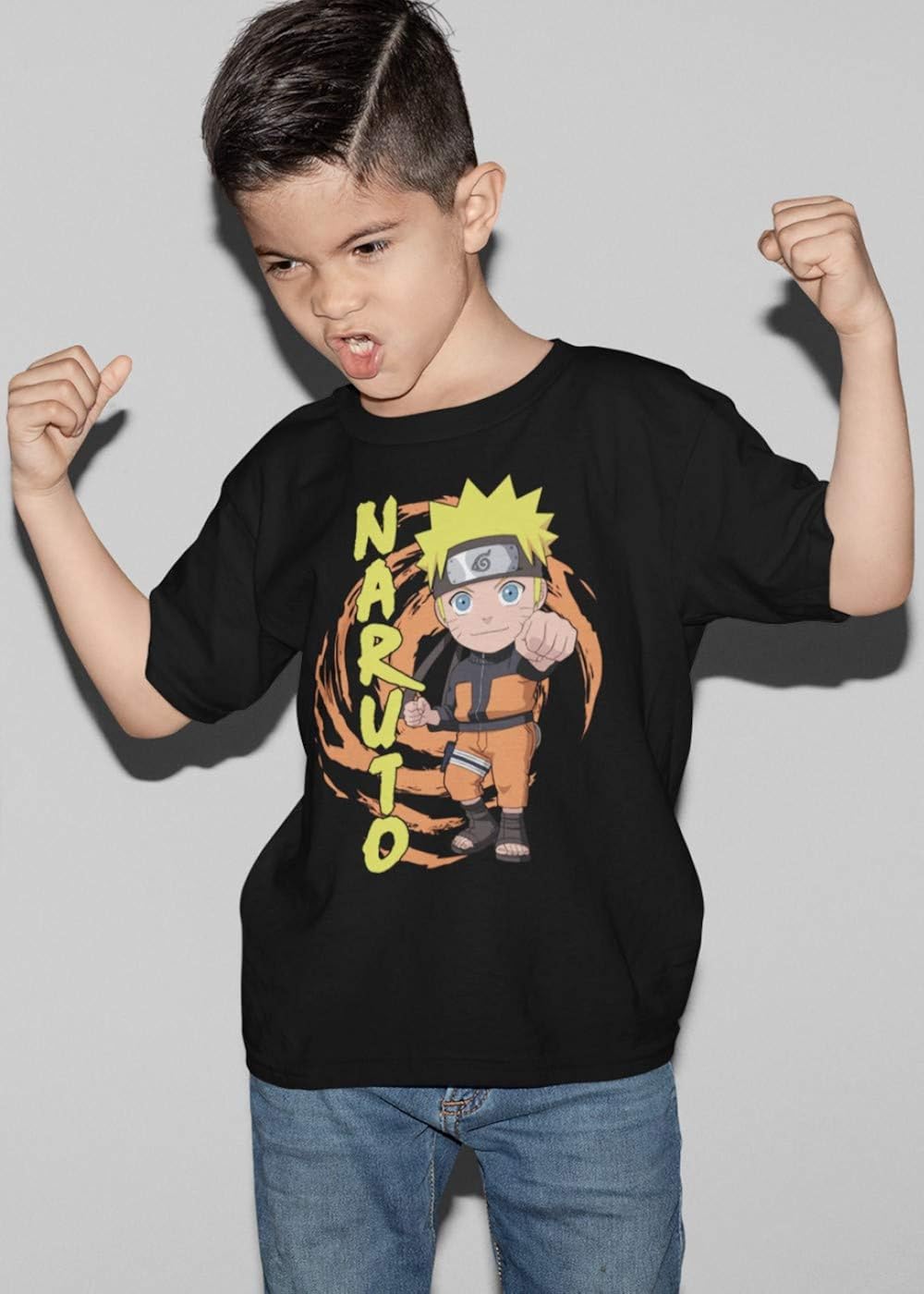 Ripple Junction Naruto Shippuden Youth Naruto Chibi Fist Heavy Weight 100% Cotton Crew T-Shirt: Clothing
