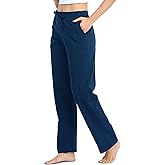 Willit Women's Cotton Sweatpants Yoga Lounge Open Bottom Sports Pants Straight Leg Casual Pants with Pockets