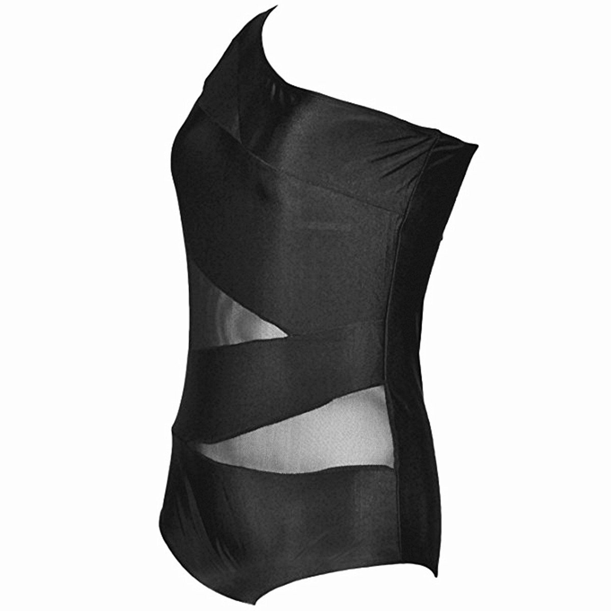 DDSOL Women's Plus Size Swimsuit Bathing Suits Tankini One-shoulder Mesh One Piece Bikini Swimwear