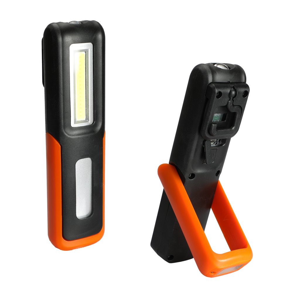 Three trees LED Cordless Work Light COB Rechargeable Portable Hand Held Work Lamp With Hanging Hook, Magnetic Holders, 1200mAh Charging, Multifunction Flashlight (orange)