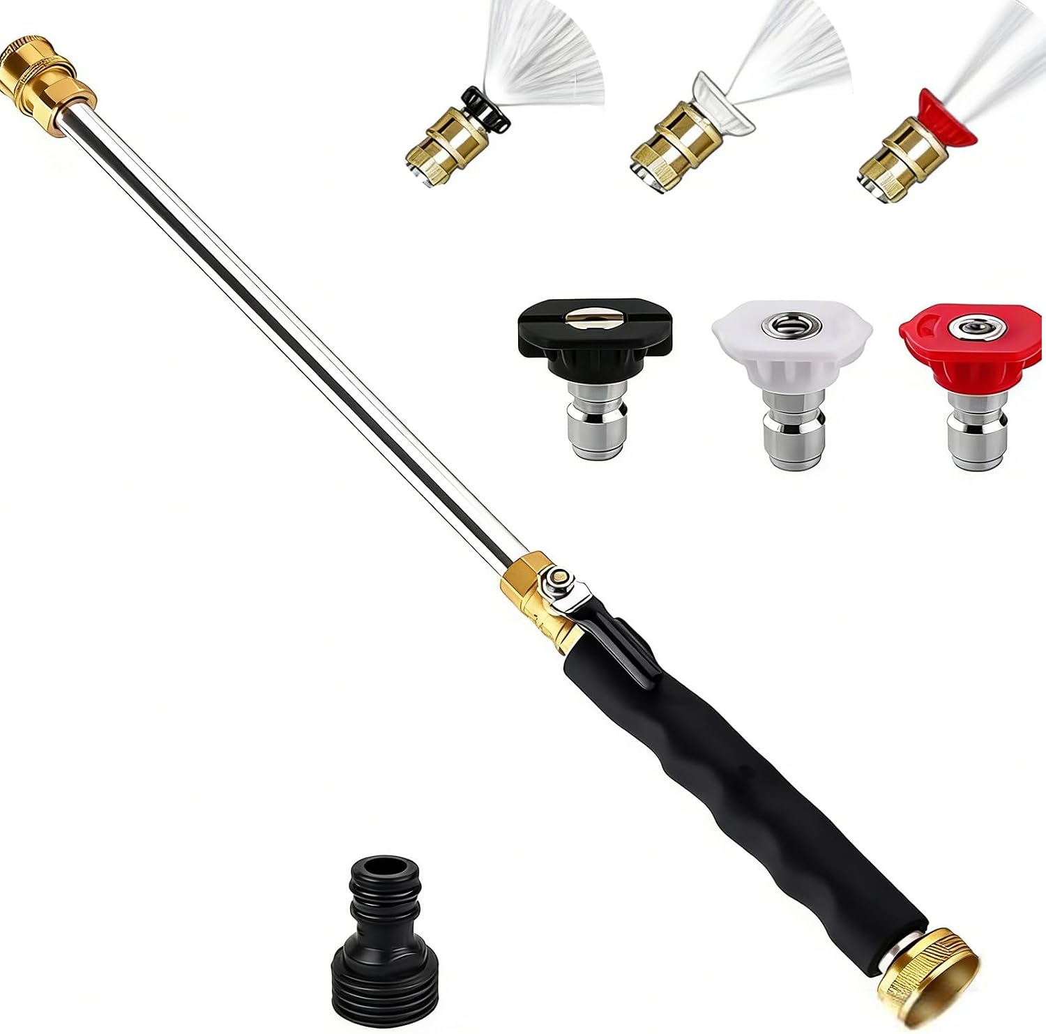 Jet Nozzle High Pressure Hose Nozzle, Jet Pressure Washer for Garden Hose with 3 Different Nozzles, 3-in-1 Pressure Power Wand, Hose Quick Connectors for Patio Car Pet Window Washing