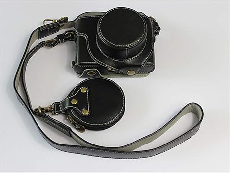 Amazon Co Jp ショルダーストラップとレンズキャップ収納袋保護カメラの傷付きライカd Lux7カメラ用カメラバッグ手作り革ボディーカバー 黒 ホーム キッチン