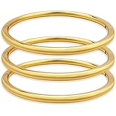 YBMYCM 3 Pack Gold-plated Bangle Bracelet for Women Classic Lightweight Stacking Stainless Steel Bracelet 18K Gold-plated Open Bangles Gift Jewelry