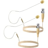 TOODOO in Ear Back Electric Microphone Mini XLR Mic Over The Ear Microphones Headset Microphone XLR with 4 Pin Mini XLR Cable Wire and Microphone Windscreens Compatible with Shure, Beige Color (2 Pcs)