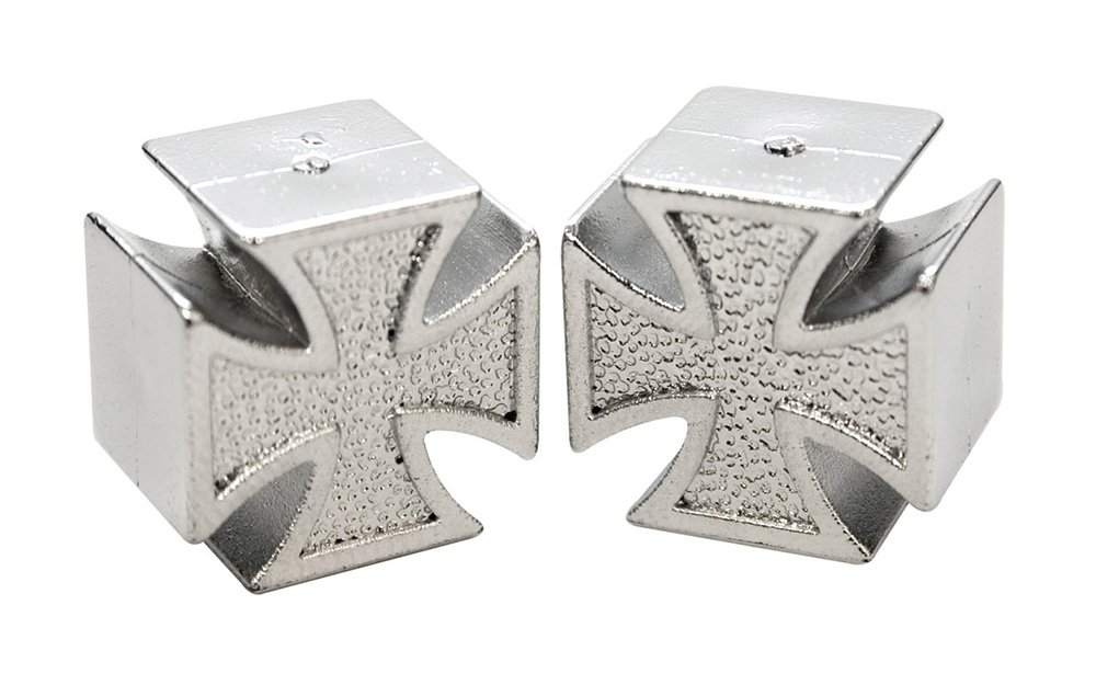 ETC German Cross Valve Caps Black