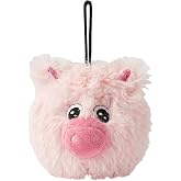 Pet Lou D.O.G'Z 4-inch EZ Squeaky Pig Dog Plush Toy,Durable Squeaks Bouncy Ball Dog Toy
