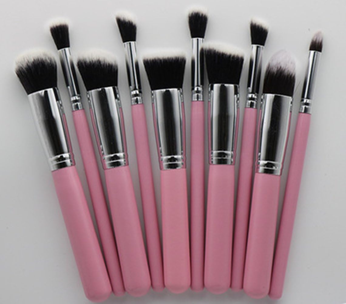 Chinkwin 10pcs/set Professional Makeup Brushes Set Kit Facial Cheek Eyebrow Eyeshadow Powder Foundation Brush Cosmetics Make up Tools (Pink)