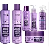 Plastica dos Fios Complete Kit 6 Units - Hair Repair System – Brazilian Keratin - Anti-Frizz Shampoo, Conditioner, Primer, Mask & Serum -Deep Hydration, Smoothing & Shine Boost for All Hair Types