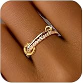 SUYACS 14K Gold Plated Interlocked Stackable Rings for Women Non Tarnish 925 Sterling Silver Mixed Metals Multi Statement Stack Ring Two Tone Connected Bands CZ Thumb Ring Jewelry Gifts