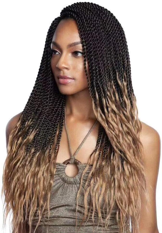 Goddess Senegalese Twist Crochet Hair Curly Ends Deep Wave Synthetic Braiding Hair Kanekalon Ombre Hair Extensions (18inch,#1/27)