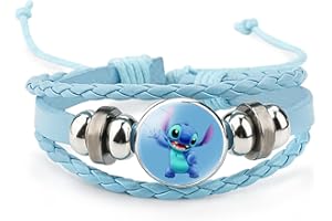 WKXZMTR Stitch Bracelet Best Lilo Stitch Bracelet Beaded Handmade Woven Leather Bracelet Stitch Lover Inspired Gifts