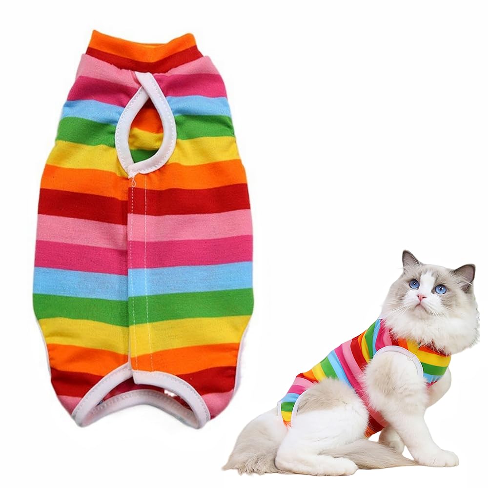 Rainbow Recovery Suit - Cat & Small Dog Post-Surgery Vest (M) — image 1