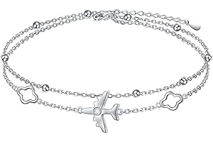 YINSHAN Star Moon Layered Anklet 925 Sterling Silver Sunflower Airplane Mermaid Tail Anklets for Women Girls Adjustable Beads Crescent Ankle Bracelet Boho Beach Foot Chain Charm Jewelry