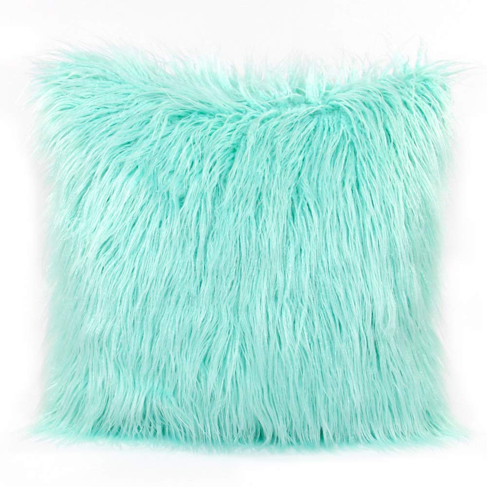 Basumee Mongolian Faux Fur Pillowcase Super Soft Plush Cushion Cover 45