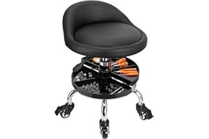 JOSTZHXIN Garage Mechanic Stool Chair Rolling Shop Chair, Height Adjustable Garage Shop Seat, Low Stools with Storage Tray, Rolling Stool for Salon SPA Tattoo (Style 2)