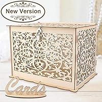 Aytai DIY Rustic Wedding Card Box with Lock and Card Sign Wooden Gift Card Box Money Box for Reception Wedding Anniversary Baby Shower Birthday Graduation Party Decorations