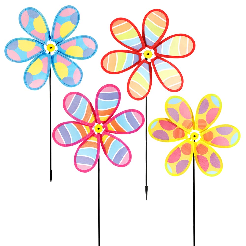 LUKDUNG 4PCS Wind Spinners for Yard and Garden, Lawn Yard Decorations Pinwheels Colorful Whirligigs Windmill for Outdoor Decor