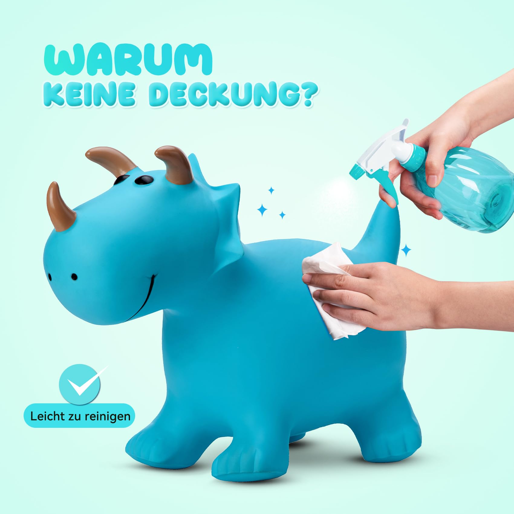 U&C Planet Hüpftier Dinosaurier Hopper Animal Hopper Ride-On für Kinder 1-6, Hochwertiges PVC, trägt bis zu 100KG, Indoor & Outdoor Spaß, Geburtstage & Feiertage 5