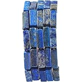 BEADIA Natural Lapis Lazuli Tube Beads 13x4mm 30pcs Rectangle Loose Semi Gemstone Beads for Jewelry Making Design