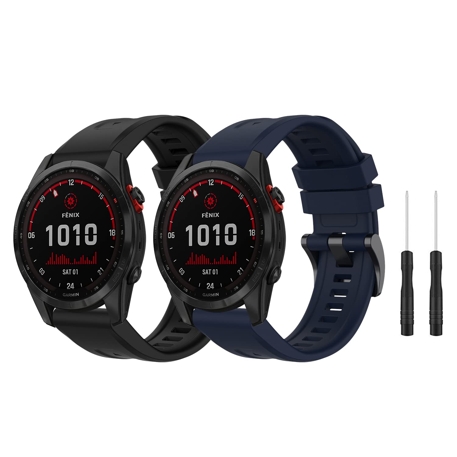 MiKoyi 26mm QuickFit Silicone Strap Compatible with Garmin Fenix 7X/ Fenix 6X/ Fenix 6X Pro/ Fenix 5X/ Fenix 5X Plus, Sport Strap Replacement for Garmin Epix Gen 2/ Fenix 3 -Black+Blue