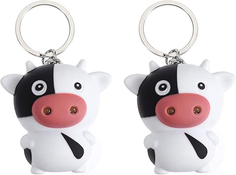 Amazon Aboofan 2pcs牛キーホルダー牛子牛ledキーリングと音財布ペンダントハンドバッグチャームカーバッグキーホルダー チャーム2021中国干支牛年パーティー好意ギフト ラウンドバックル 置物 オブジェ オンライン通販