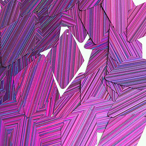 Sequin Long Diamond Purple 1.75 inch Couture Loose Paillettes. City Lights Reflective Metallic. Made in USA.