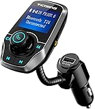 [Upgraded Version] FM Transmitter, VicTsing Bluetooth Car MP3 Player Radio Adapter Hands-free Talking Car Kit with Dual USB Port and 3.5mm Audio Port, 1.44 Inches Screen Supports Display Car Battery Voltage and Phone Number, Support TF Card and U Disk Memory up to 32G - Grey