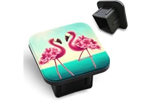 Tnomchey Flamingo Trailer Hitch Cover Two Cute Pink Birds On The Beach Green Sea Sky Love Flower Tow Hitch Covers Tube Plug Insert Car Exterior Accessories Receiver Tube Hitch Plug
