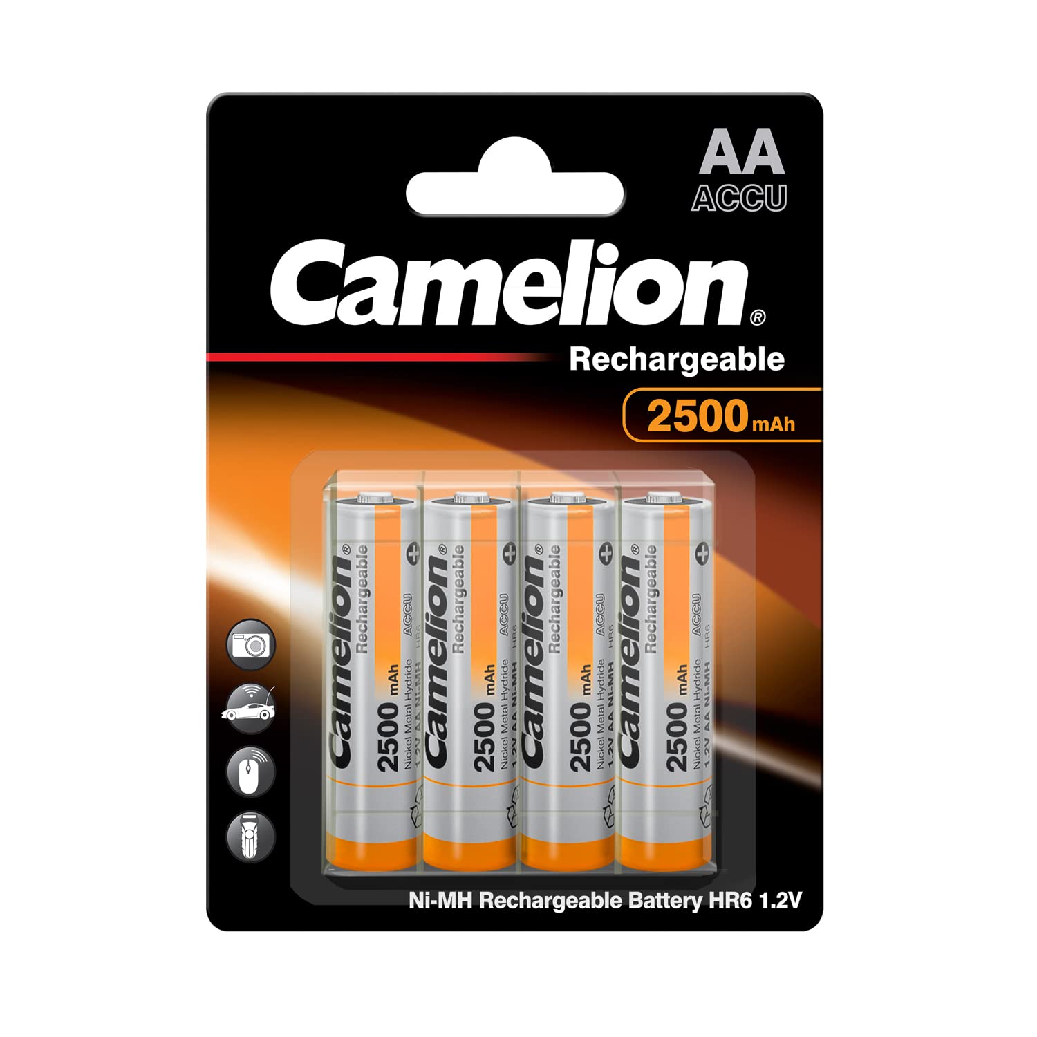 Camelion 17025406 Akku (NiMH, R6, Mignon, AA, 2500 mAh, 4er, INKL. Aufbewahrungsbox geeignet für 4 x Akkus)