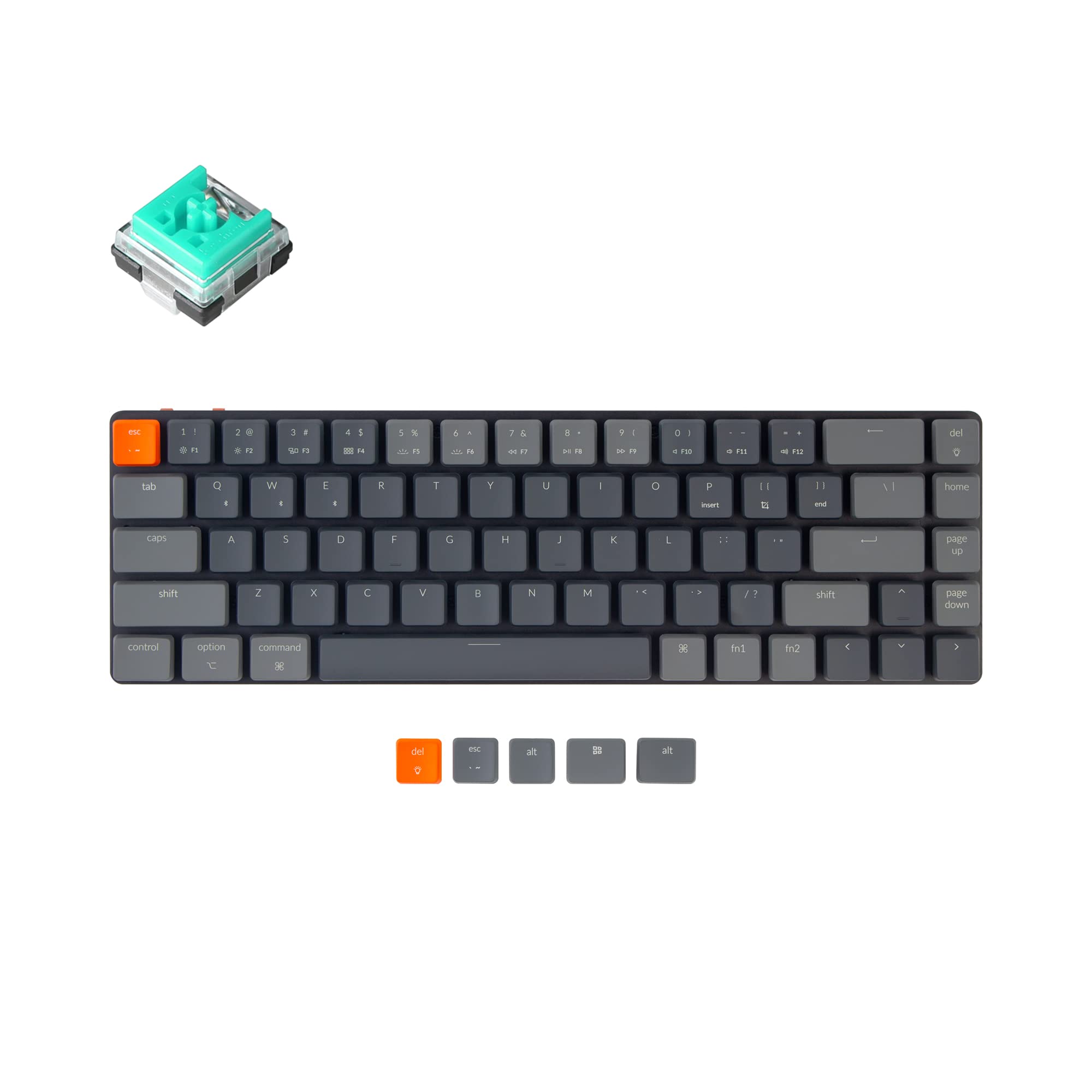 Keychron K7 65% Layout 68-Key Ultra-Slim RGB Backlit Hot-swappable Computer Keyboard for Mac Windows, Wireless Bluetooth/Wired USB Mechanical Keyboard with Low-Profile Optical Mint Switch