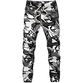 HANQIU Mens Camo Joggers Pants Drawstring Casual Camouflage Jogger Sweatpants Sport Stretch Trousers Slim fit…