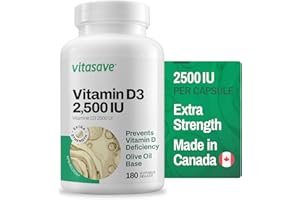 Vitasave Vitamin D3 2500 IU - High Potency Supplement for Immune Support, Bone Health, Calcium Absorption & Mood Balance - Ol
