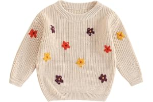 HNYENMCKO Infant Toddler Baby Girl Knit Sweater Long Sleeve Floral Embroidery Pullover Sweatshirt Warm Fall Winter Clothes