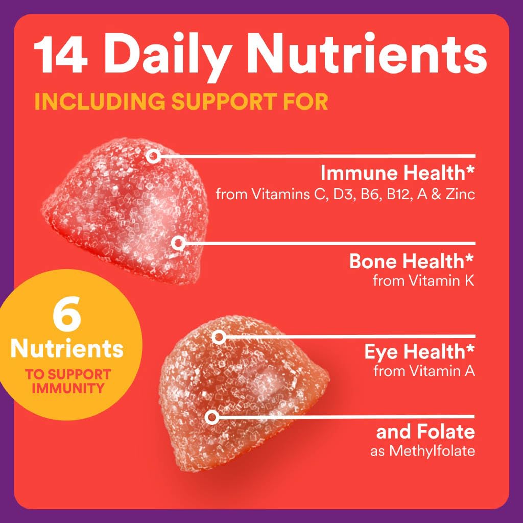 SmartyPants Kids Multivitamin & Immunity Gummies: Vitamins C, D, B6, B12, A, and Zinc for Immune Support, Biotin, Iodine, Gluten Free, Two Fruit Flavors, 60 Count (30 Day Supply)