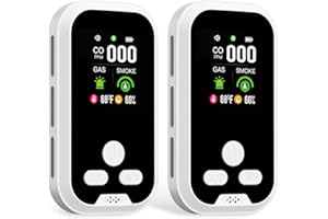 2 Packs Dual-Use 5 in 1 Carbon Monoxide Detectors, CO Detector with Battery Backup and HD Digital Display,Perfect for RV Trav